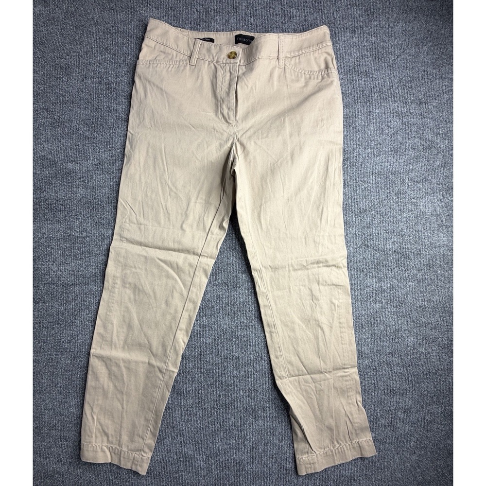 Talbots Pants Womens 8P Khaki Beige Chino Curvy Ankle Zip Cotton